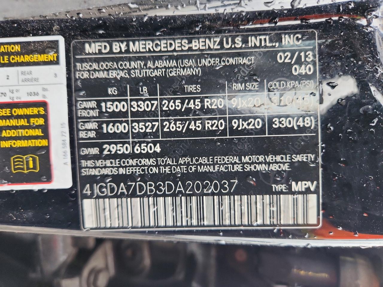 2013 Mercedes-benz Ml 550 4matic Black vin: 4JGDA7DB3DA202037
