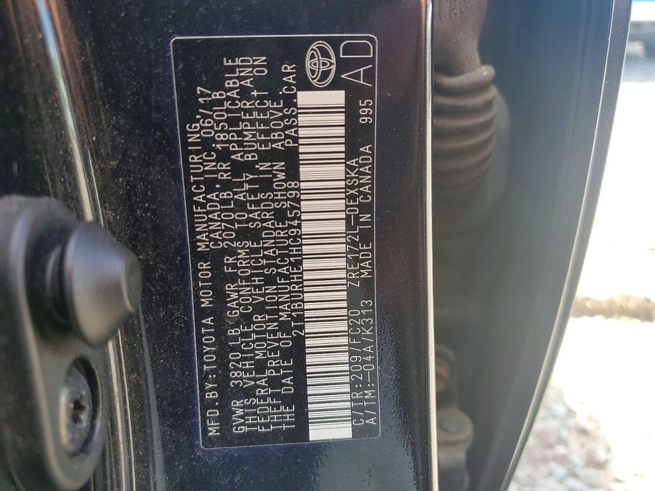2017 Toyota Corolla Se Black vin: 2T1BURHE1HC945798