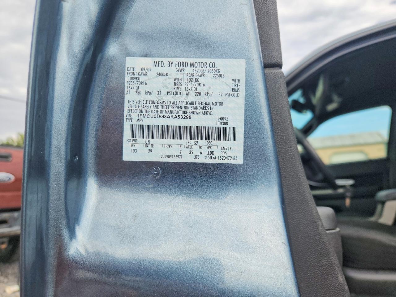 2010 Ford Escape Xlt Blue vin: 1FMCU0DG3AKA53298