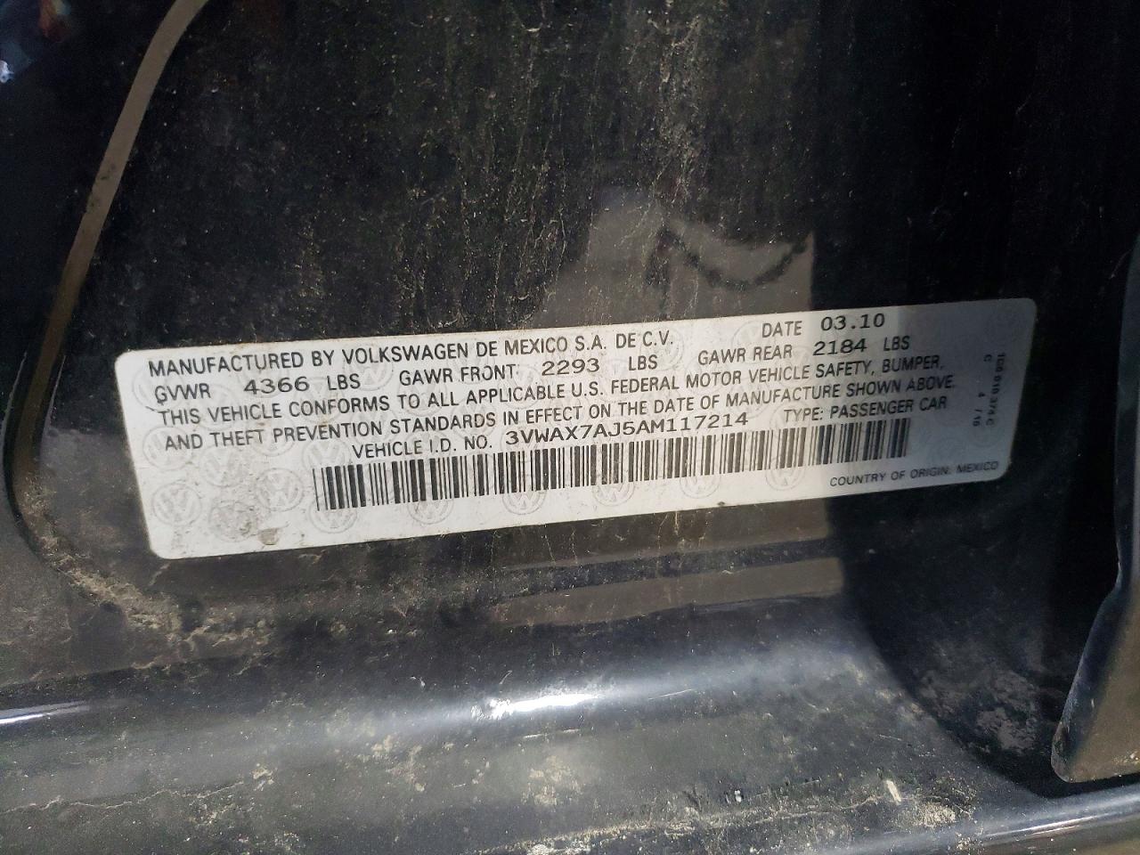 2010 Volkswagen Jetta Limited Black vin: 3VWAX7AJ5AM117214