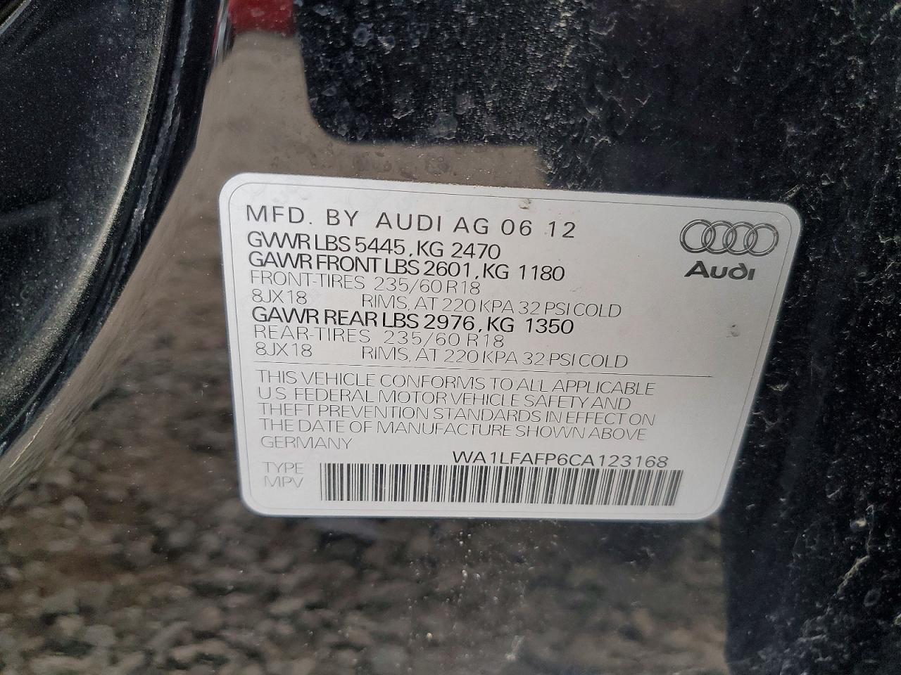 2012 Audi Q5 Premium Plus Black vin: WA1LFAFP6CA123168
