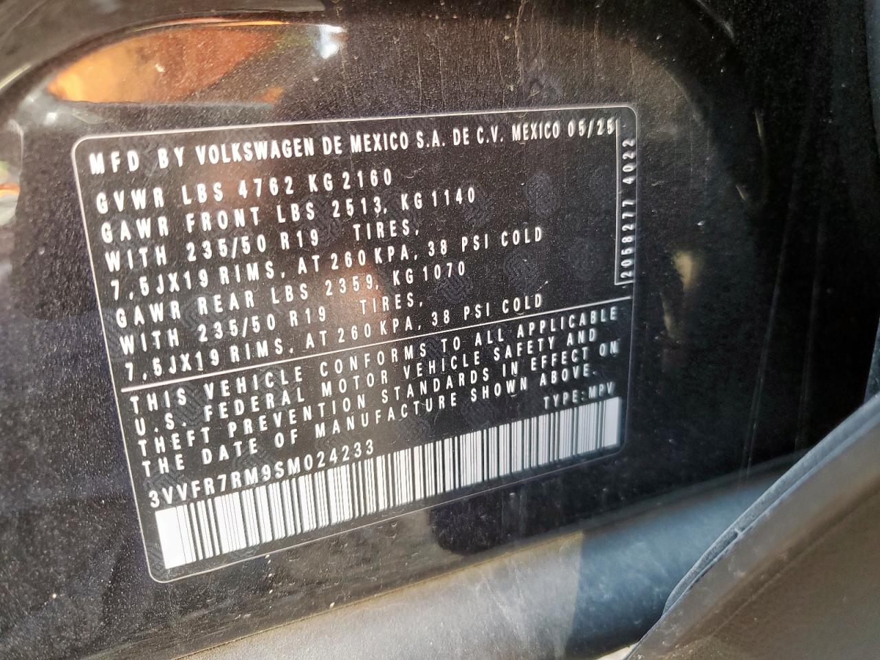 2025 Volkswagen Tiguan Se Black vin: 3VVFR7RM9SM024233