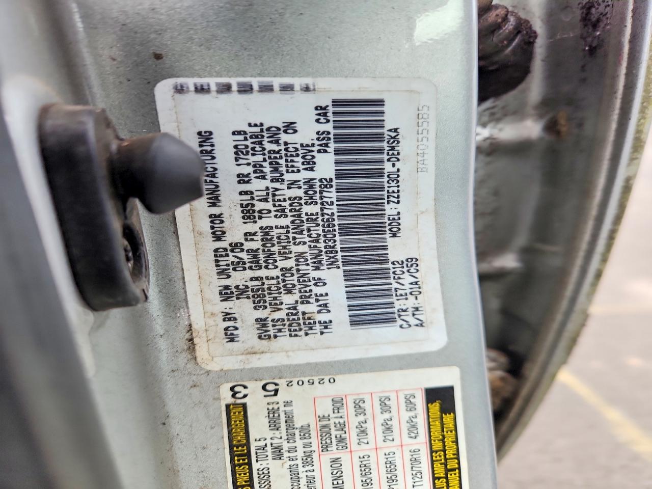2006 Toyota Corolla S Silver vin: 1NXBR30E66Z727782