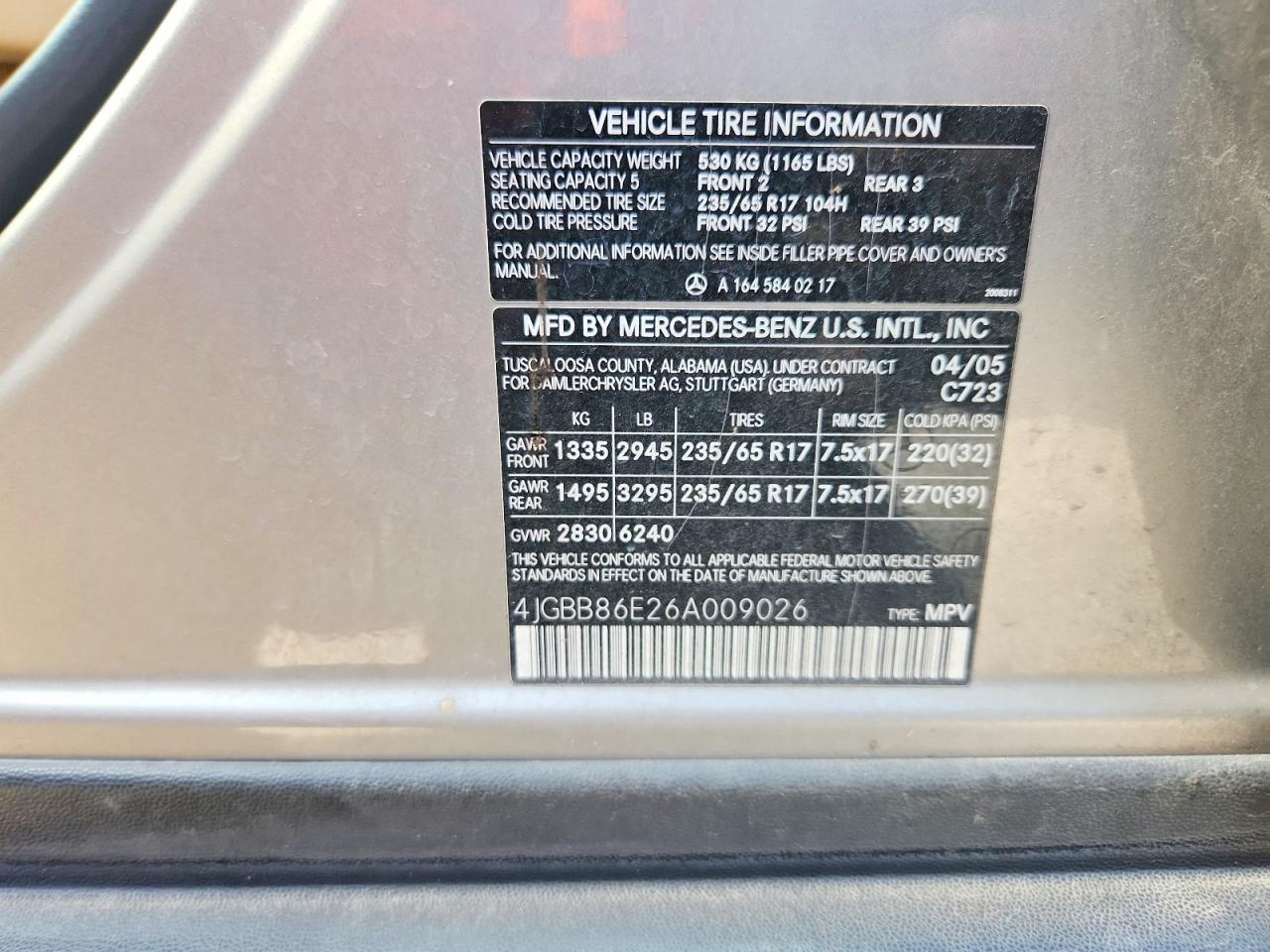 2006 Mercedes-benz Ml 350 Gold vin: 4JGBB86E26A009026