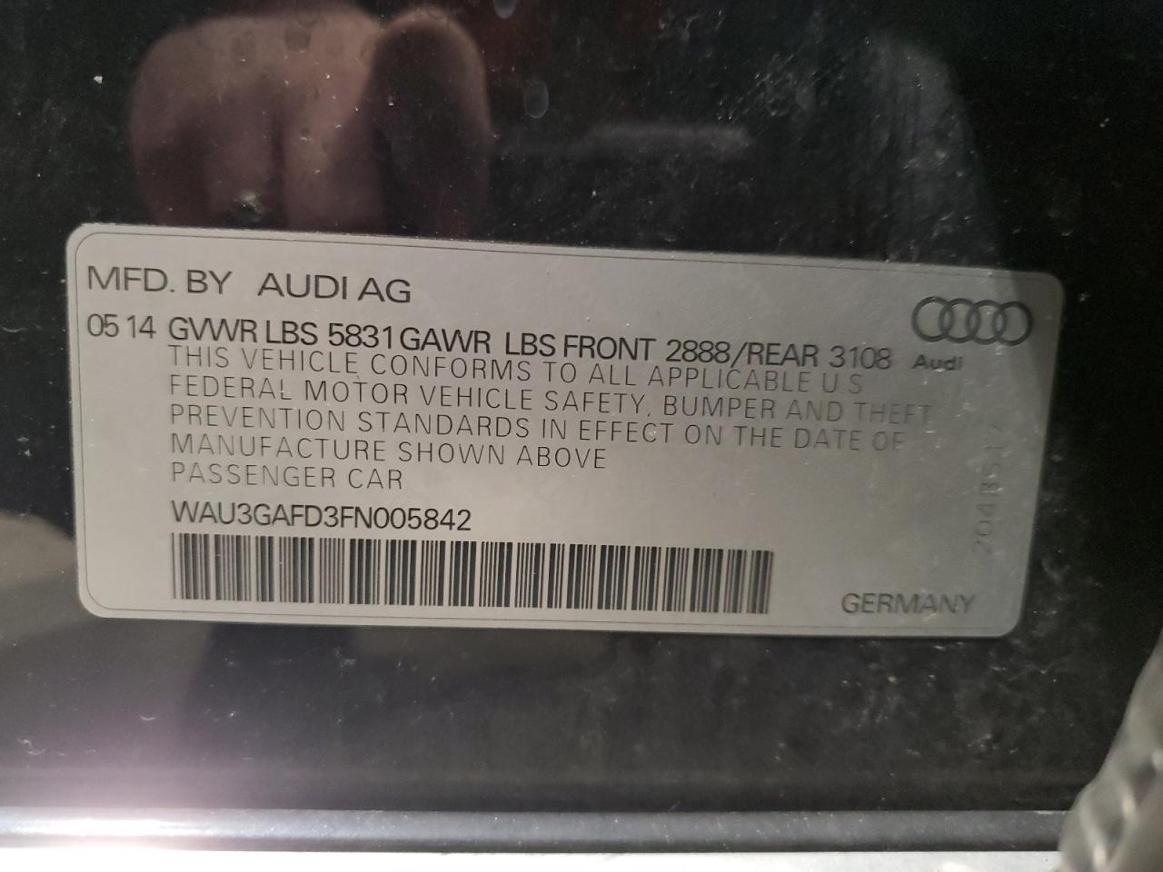 2015 Audi A8 L Quattro Blue vin: WAU3GAFD3FN005842