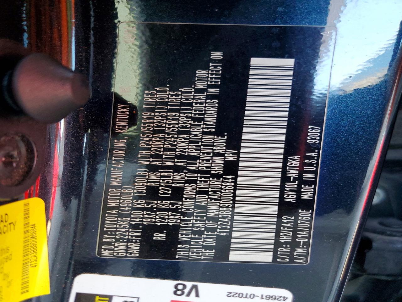 2013 Toyota Venza Le Угольный vin: 4T3ZA3BB9DU066844