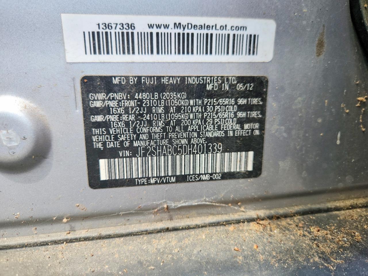 2013 Subaru Forester 2.5x Silver vin: JF2SHABC5DH401339