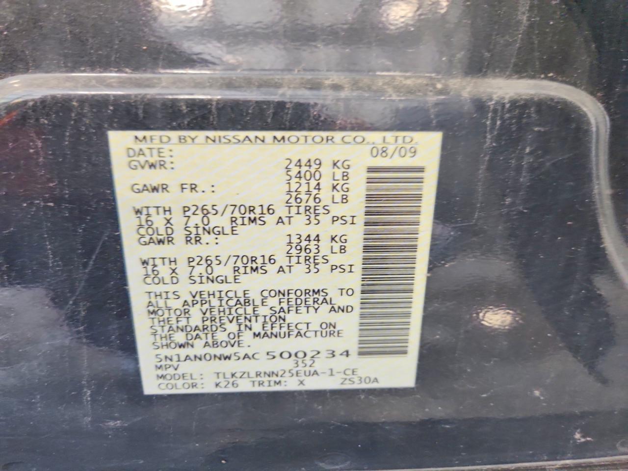 2010 Nissan Xterra X Черный vin: 5N1AN0NW5AC500234