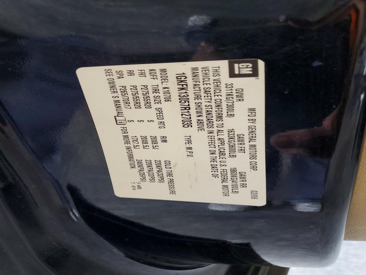2007 Gmc Yukon Черный vin: 1GKFK13057R127035