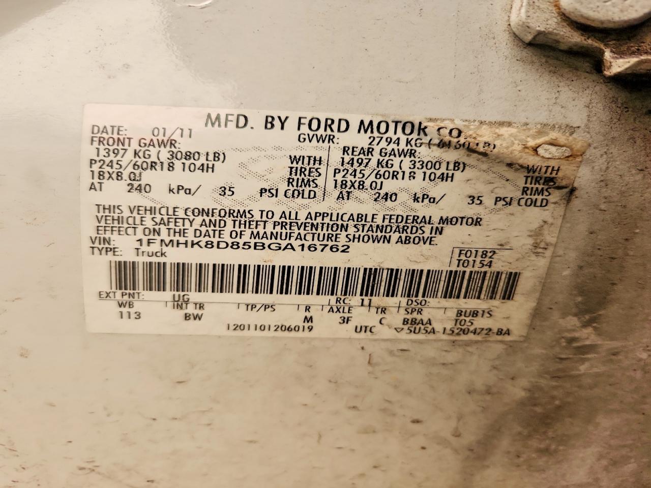 2011 Ford Explorer Xlt White vin: 1FMHK8D85BGA16762