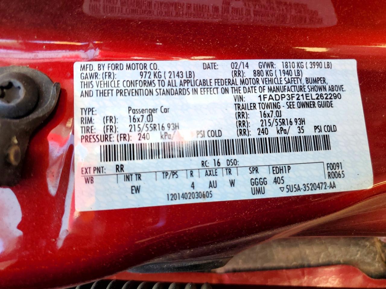 2014 Ford Focus Se Red vin: 1FADP3F21EL262290