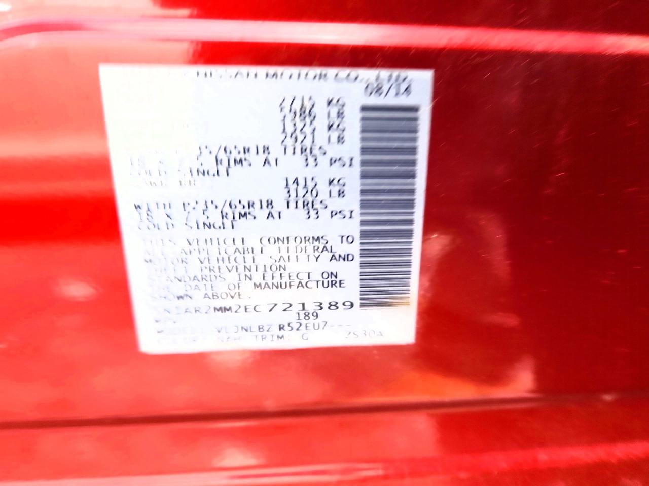 2014 Nissan Pathfinder S Red vin: 5N1AR2MM2EC721389