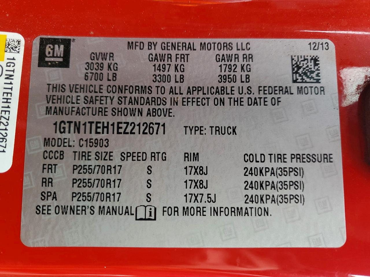 2014 Gmc Sierra C1500 Red vin: 1GTN1TEH1EZ212671