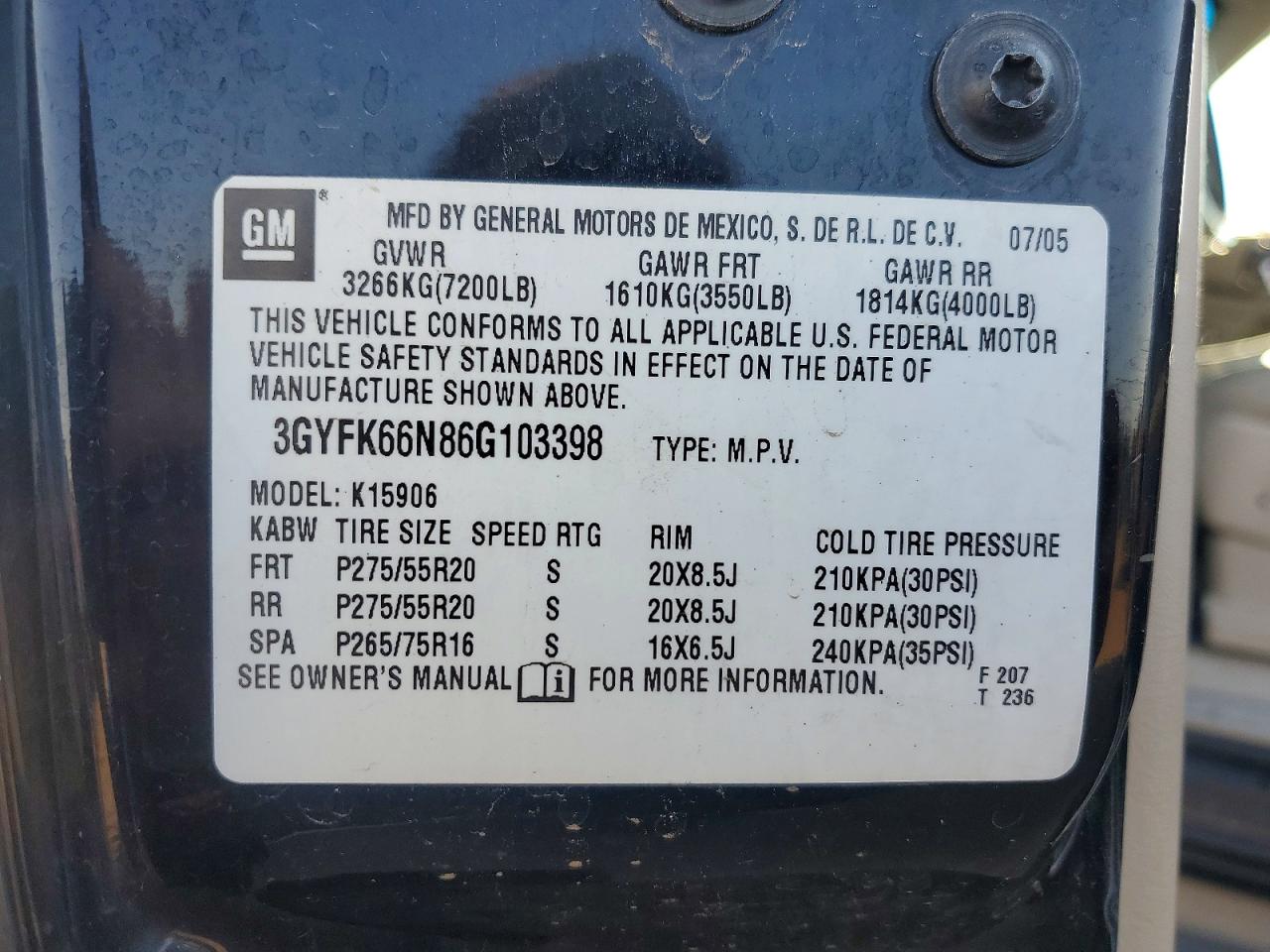 2006 Cadillac Escalade Esv Black vin: 3GYFK66N86G103398