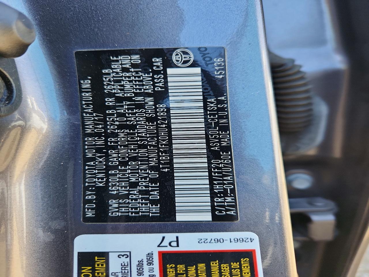 2017 Toyota Camry Se Silver vin: 4T1BF1FK0HU421898