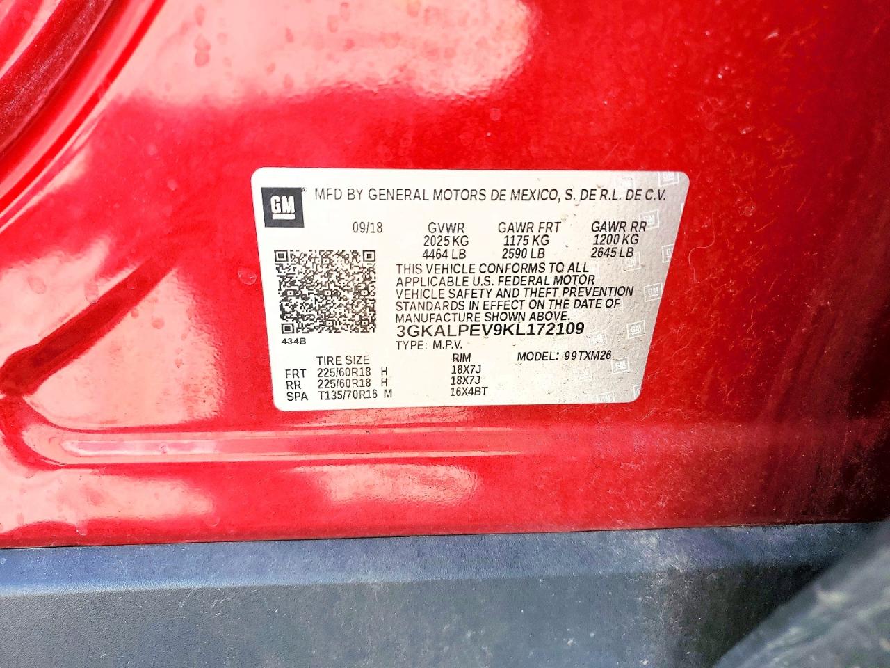 2019 Gmc Terrain Slt Red vin: 3GKALPEV9KL172109