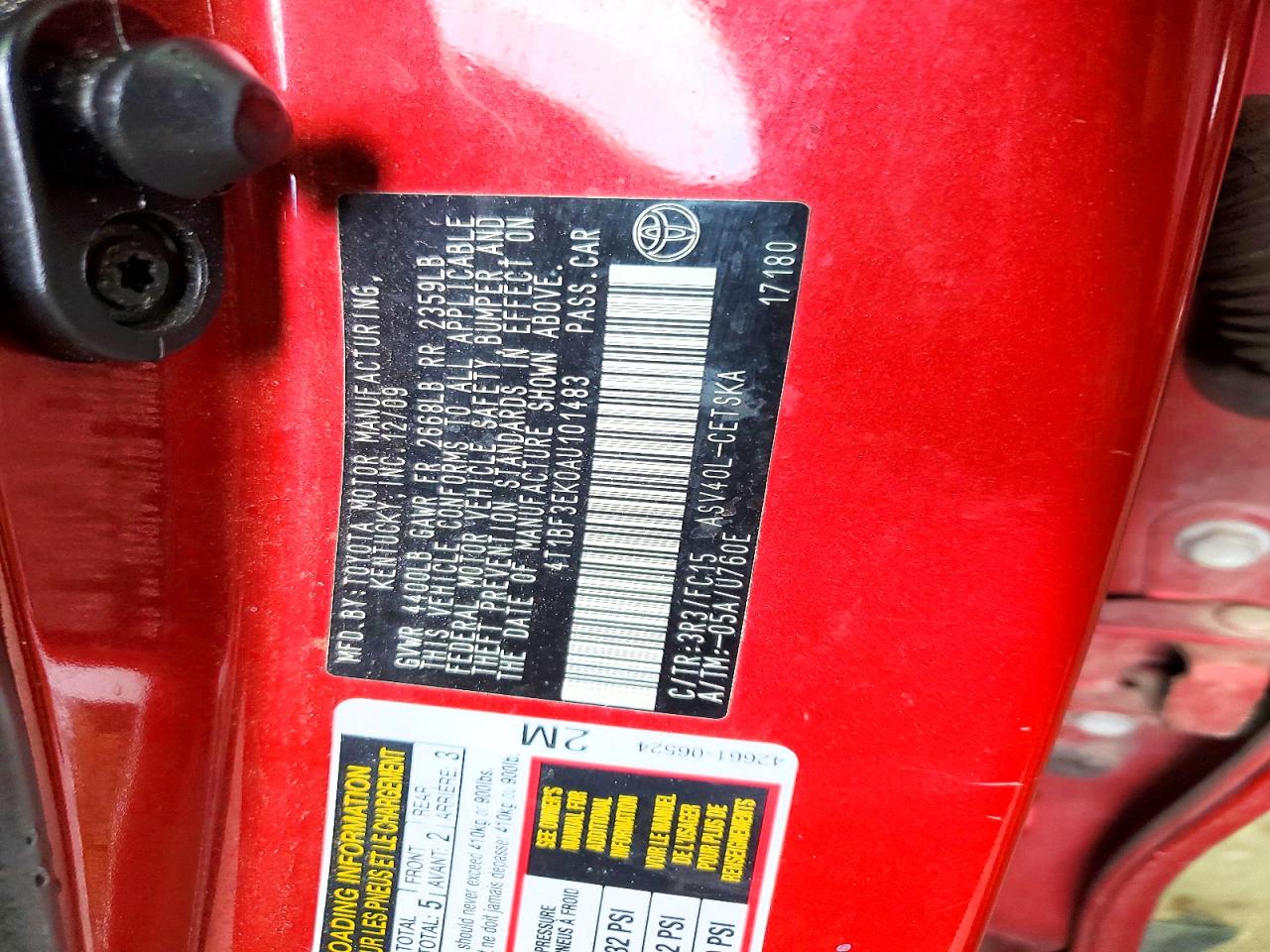 2010 Toyota Camry Se Red vin: 4T1BF3EK0AU101483
