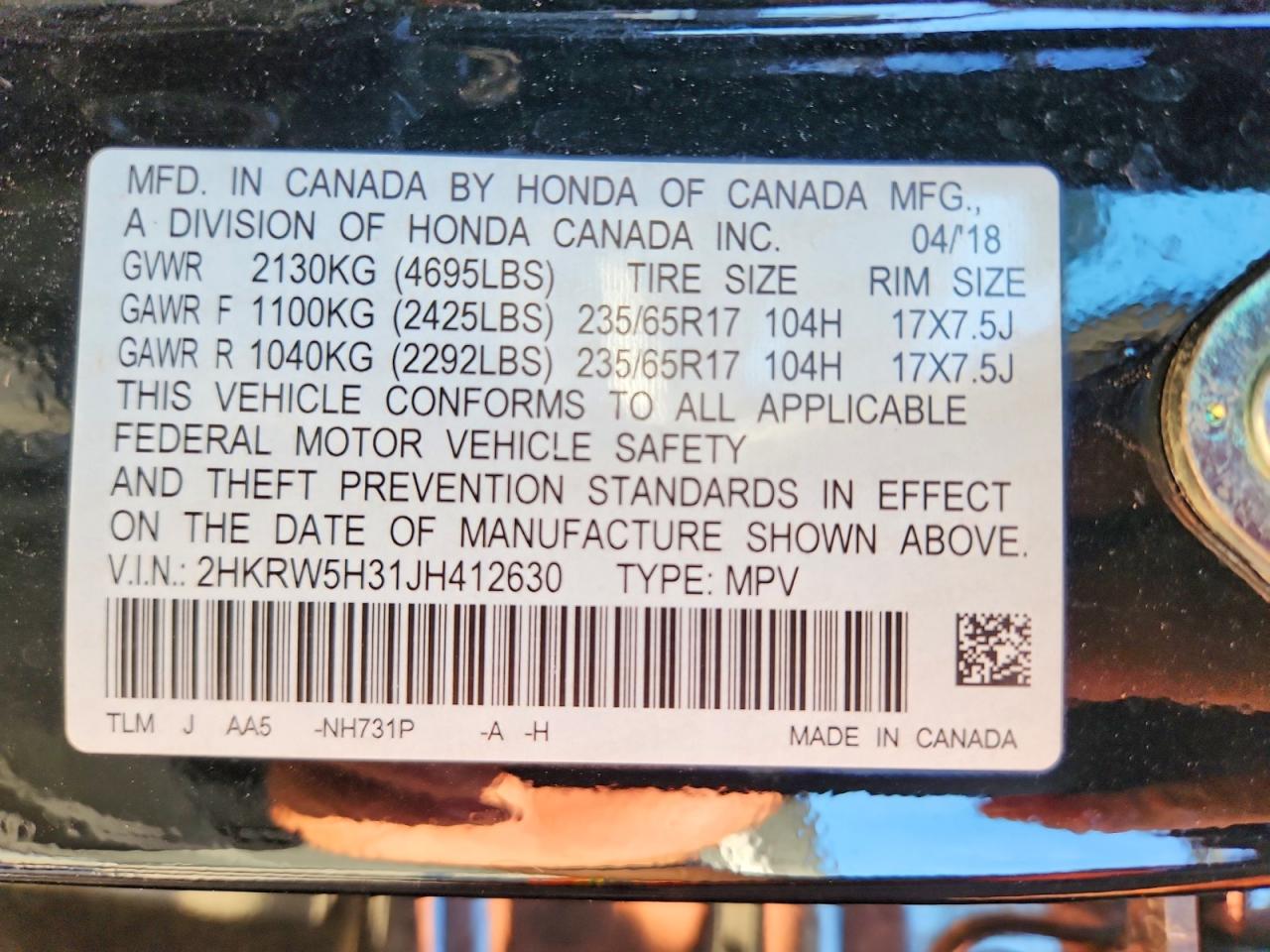 2018 Honda Cr-v Lx Черный vin: 2HKRW5H31JH412630