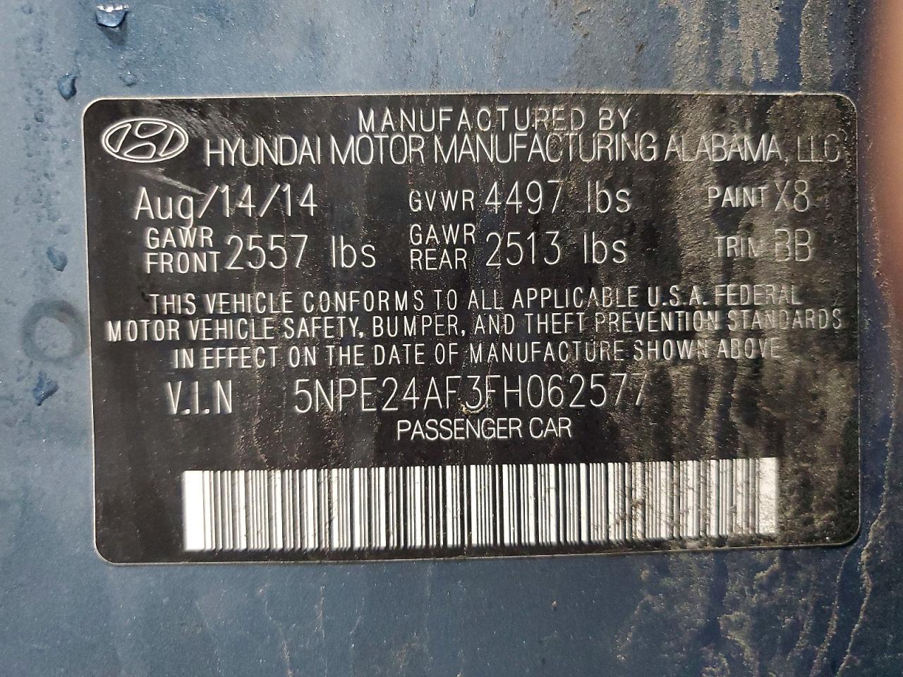 2015 Hyundai Sonata Se Синий vin: 5NPE24AF3FH062577
