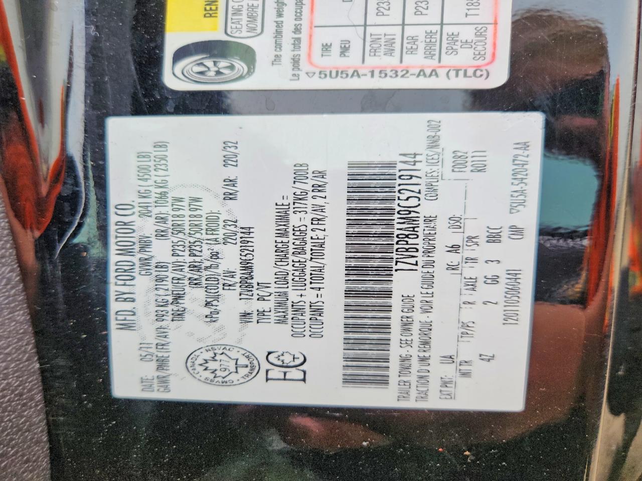 2012 Ford Mustang Black vin: 1ZVBP8AM9C5219144