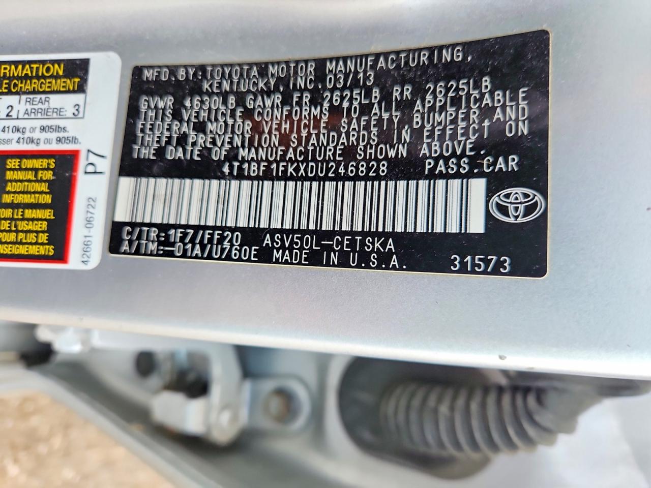2013 Toyota Camry Se Silver vin: 4T1BF1FKXDU246828