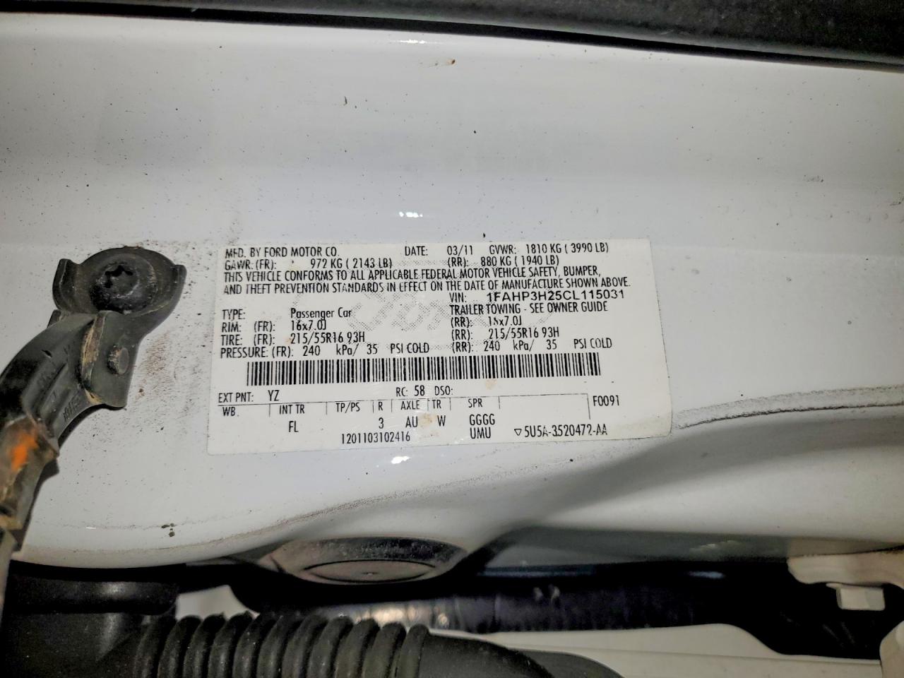 2012 Ford Focus Sel White vin: 1FAHP3H25CL115031