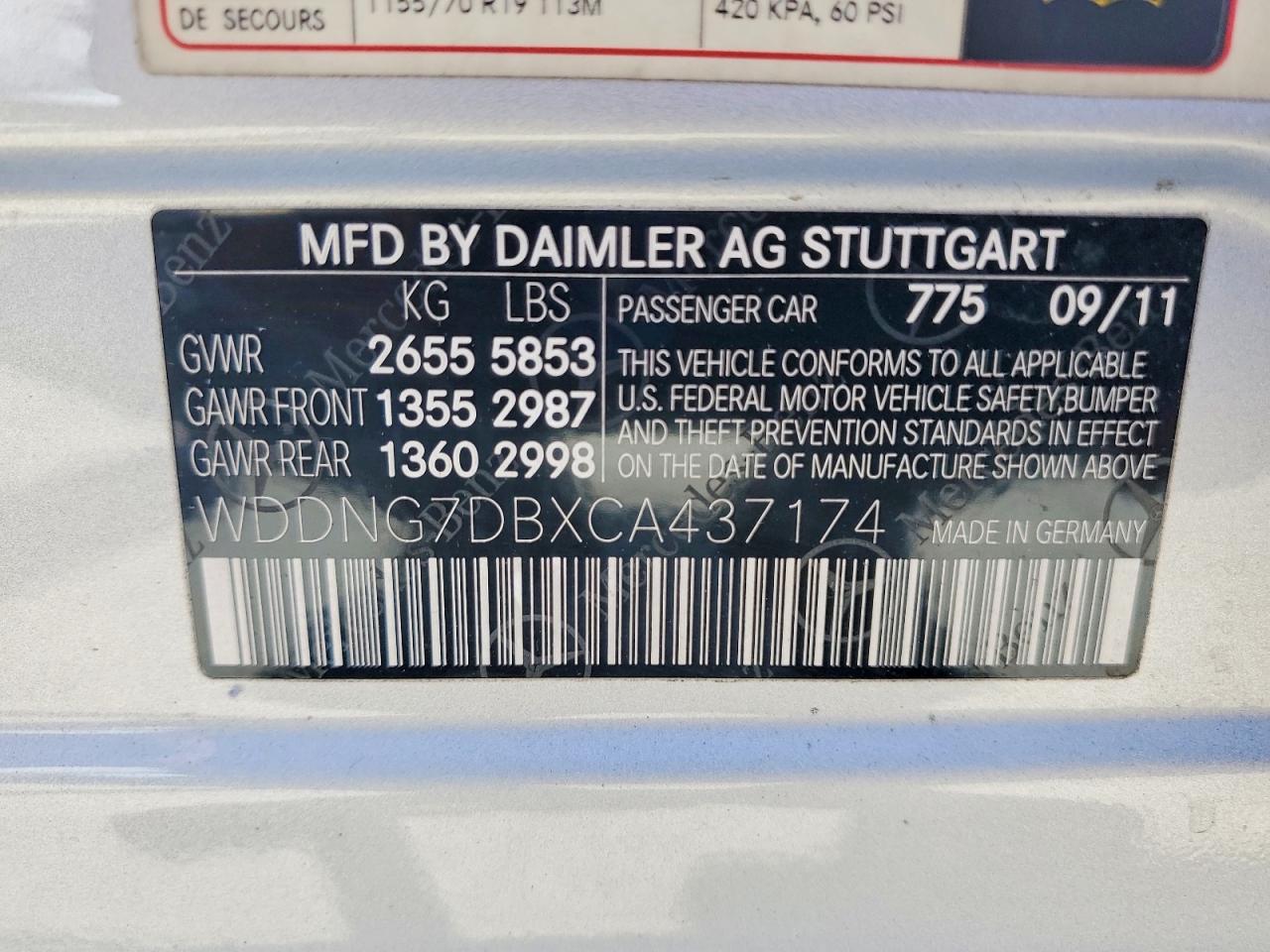 2012 Mercedes-benz S 550 Silver vin: WDDNG7DBXCA437174