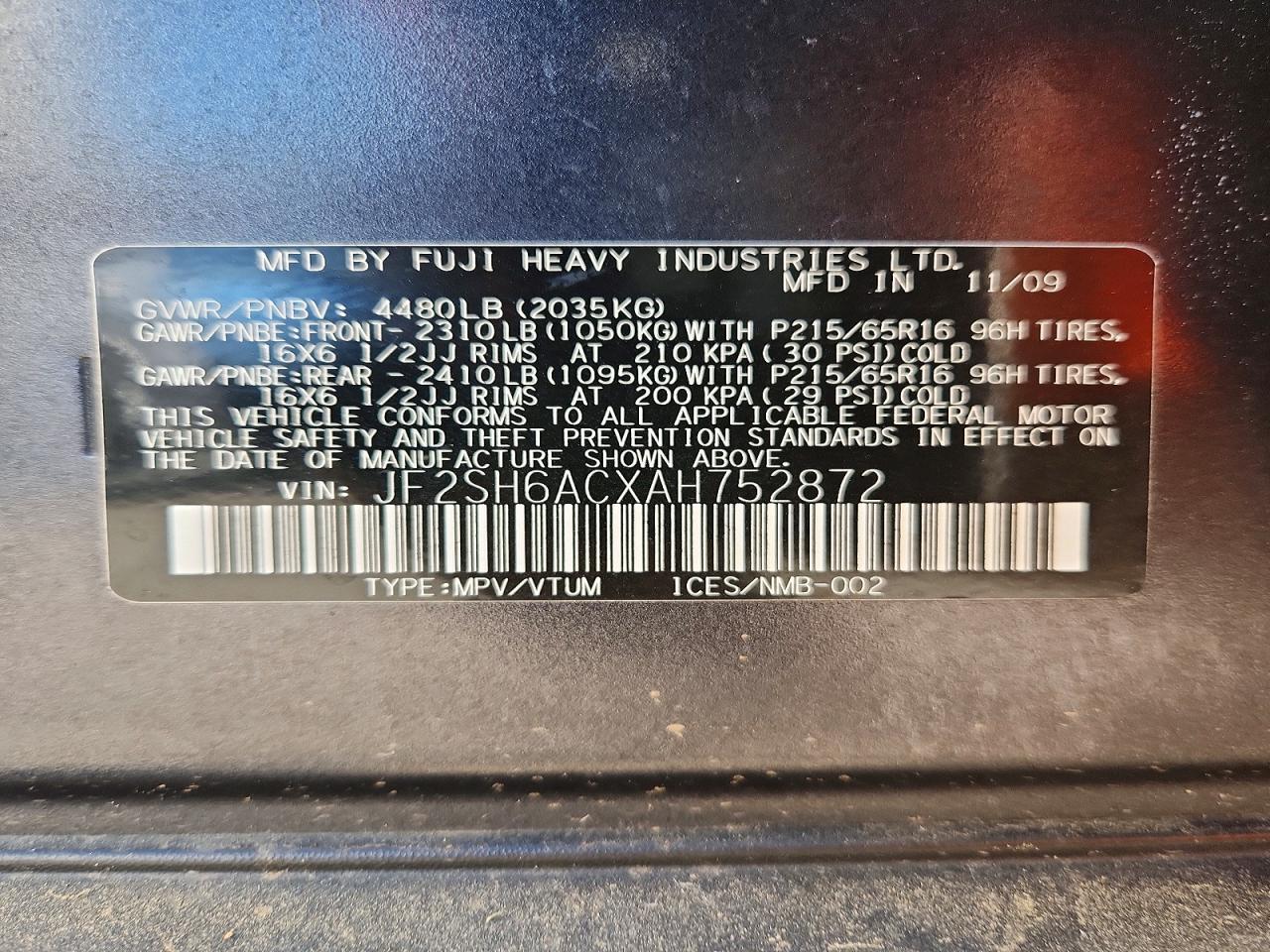 2010 Subaru Forester 2.5x Gray vin: JF2SH6ACXAH752872