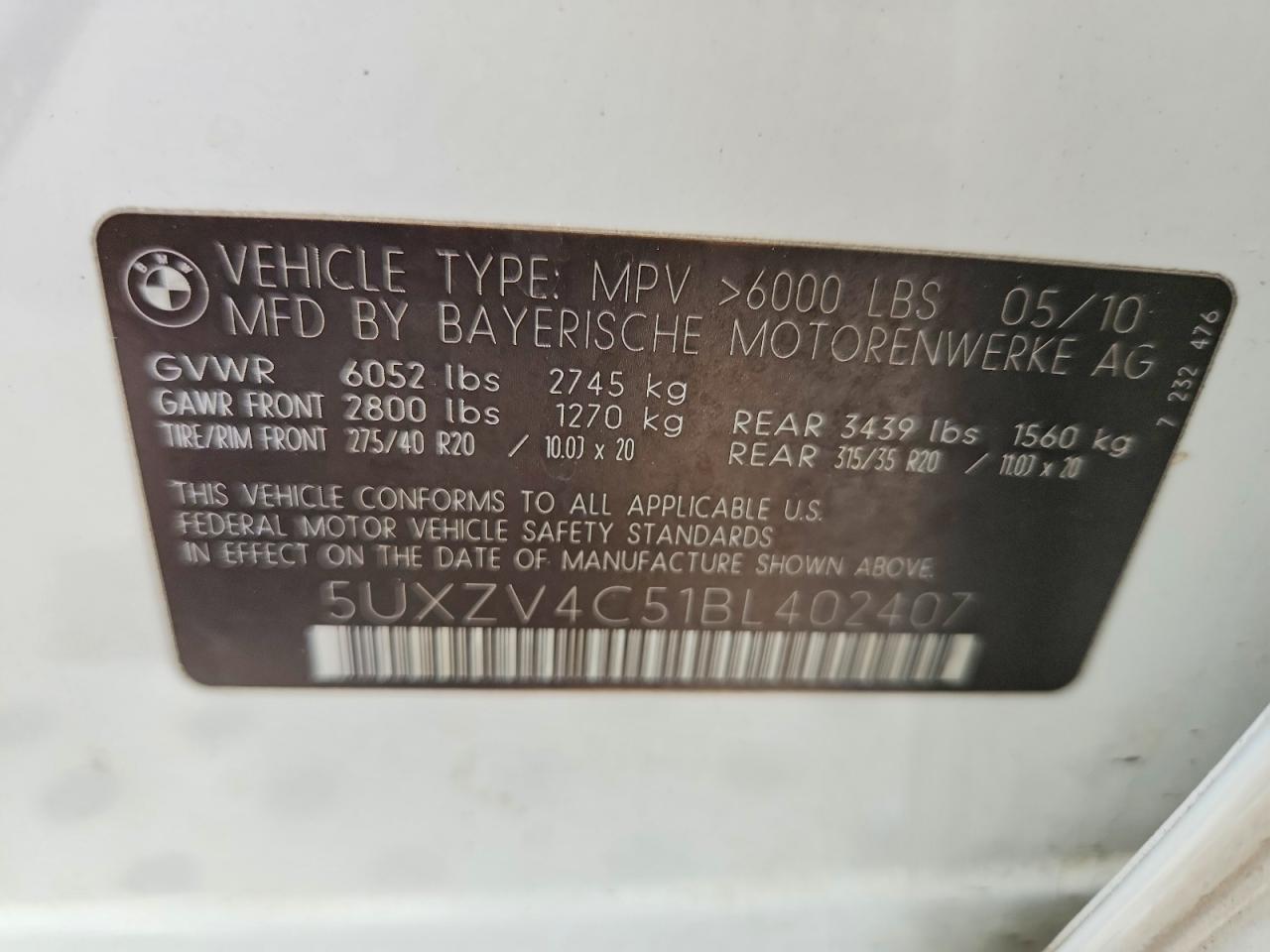 2011 Bmw X5 Xdrive35i White vin: 5UXZV4C51BL402407