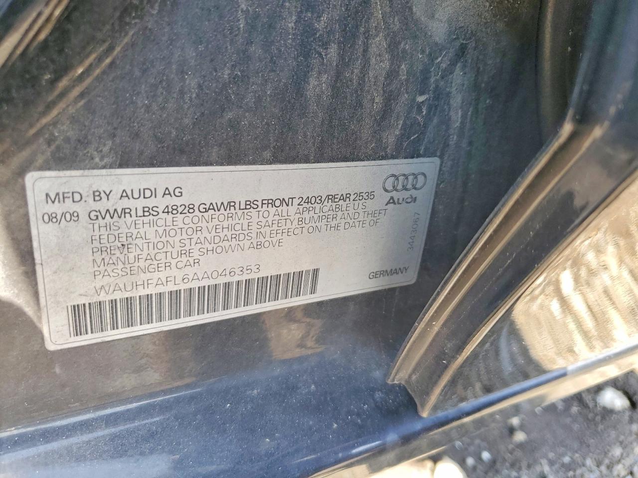 2010 Audi A4 Premium Plus Black vin: WAUHFAFL6AA046353