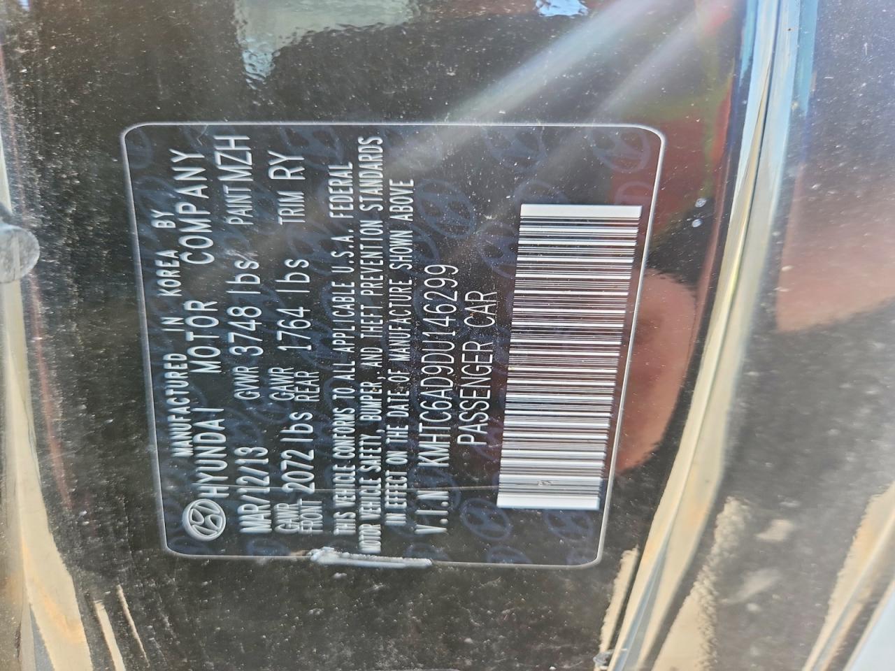 2013 Hyundai Veloster Base Черный vin: KMHTC6AD9DU146299