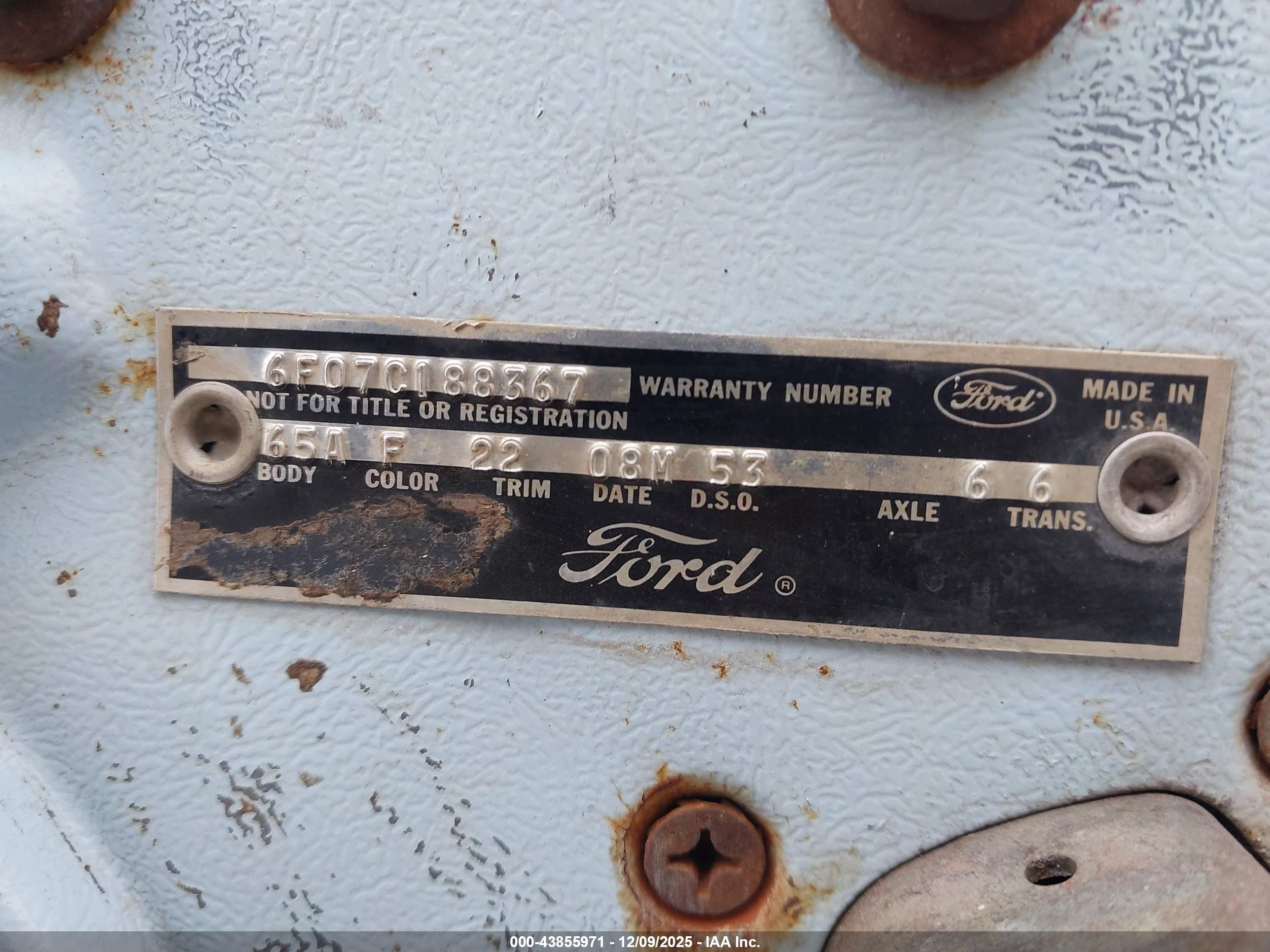1966 Ford Mustang   Синий vin: 6F07C188367      