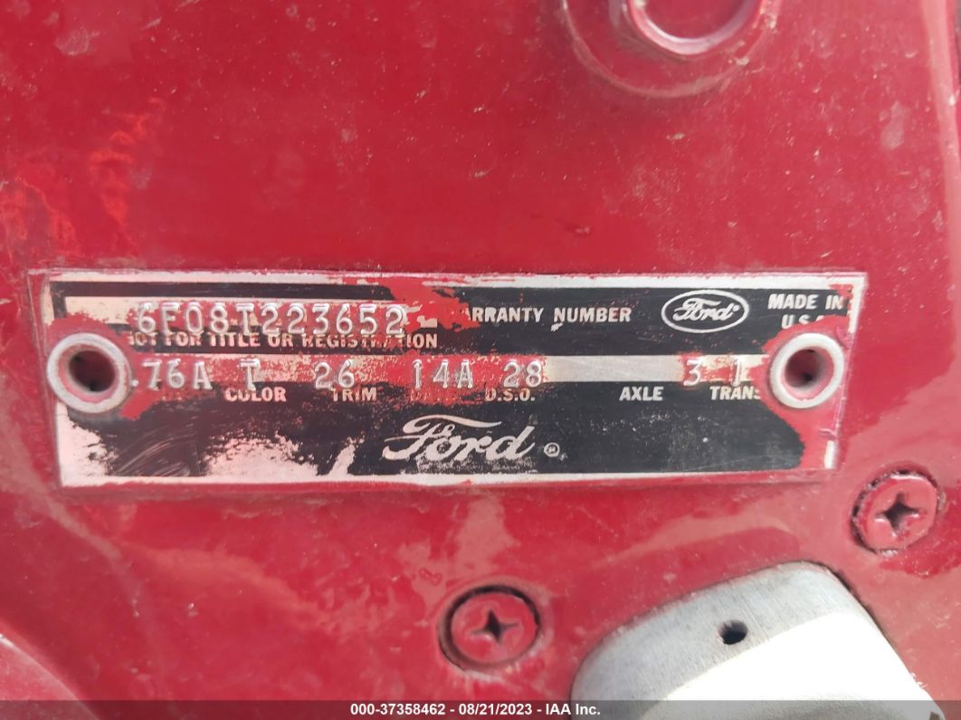 1970 Ford Mustang Red vin: 6F08T223652