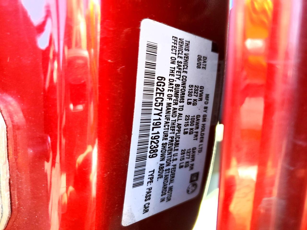 2009 Pontiac G8 Gt Burgundy vin: 6G2EC57Y19L192389