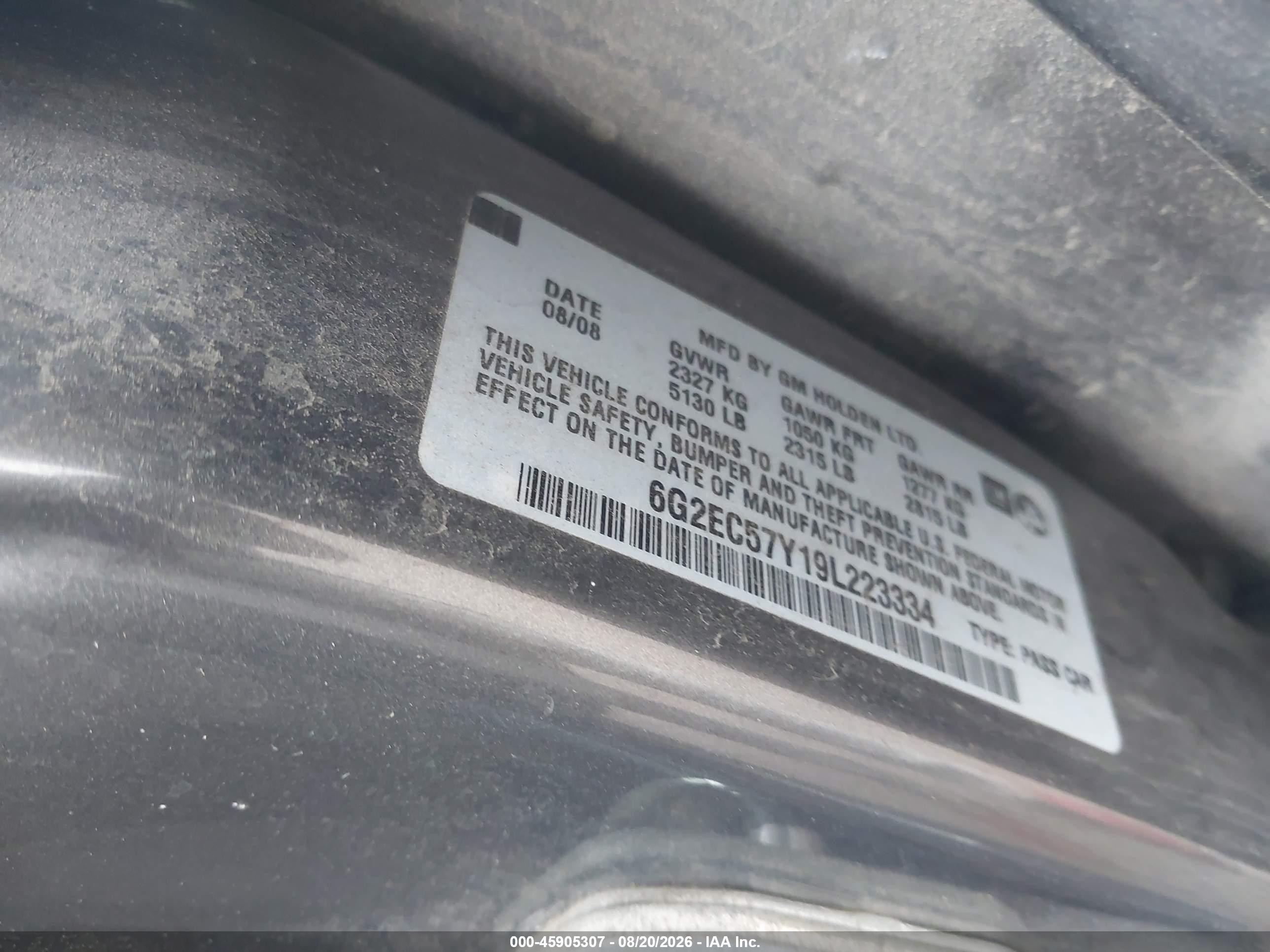 2009 Pontiac G8 Gt Gray vin: 6G2EC57Y19L223334