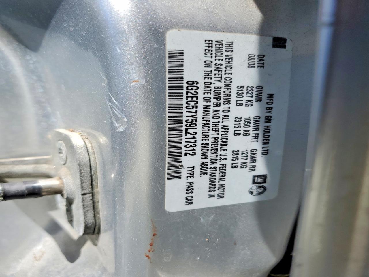 2009 Pontiac G8 Gt Silver vin: 6G2EC57Y59L217312