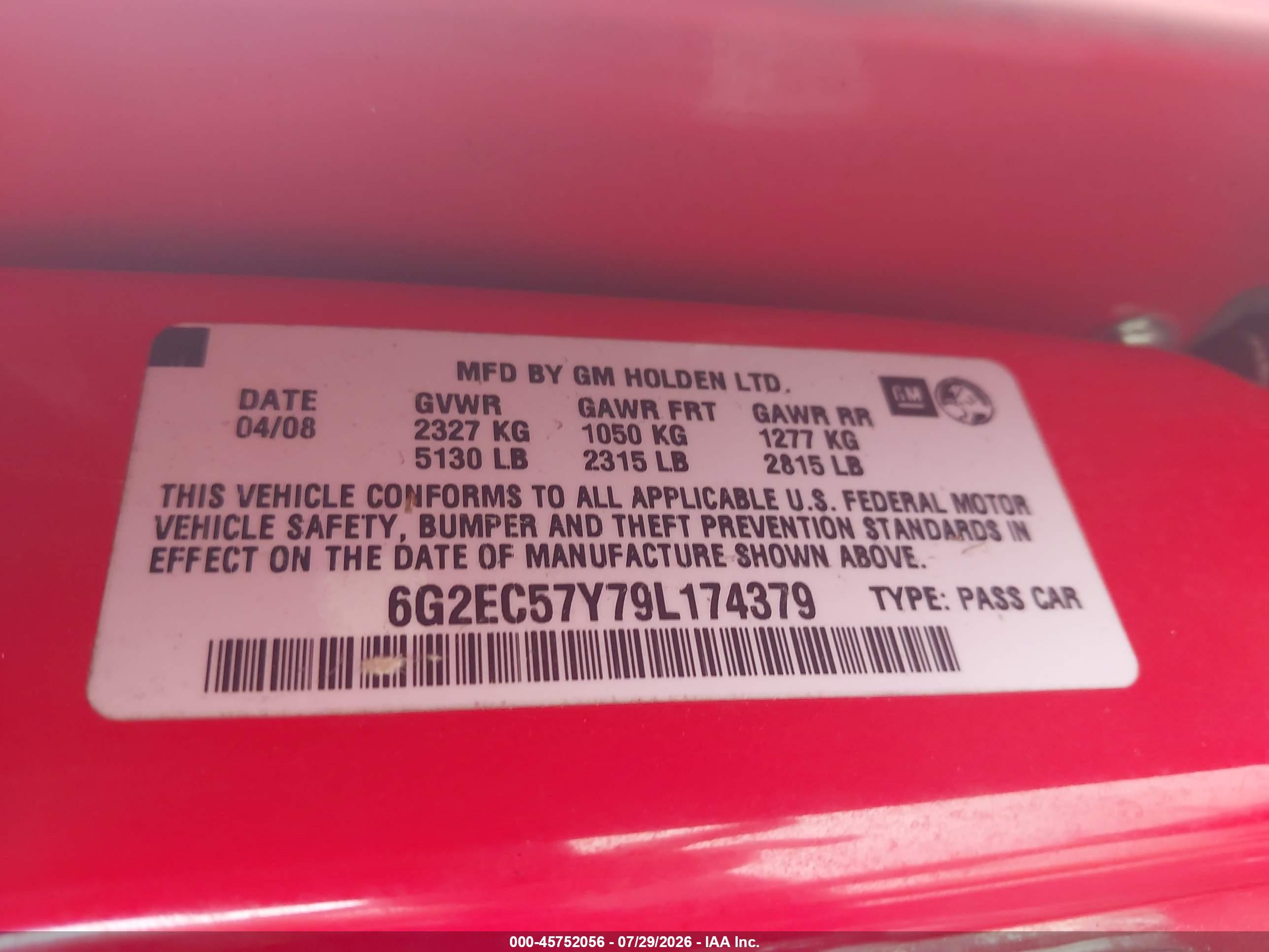 2009 Pontiac G8 Gt Red vin: 6G2EC57Y79L174379