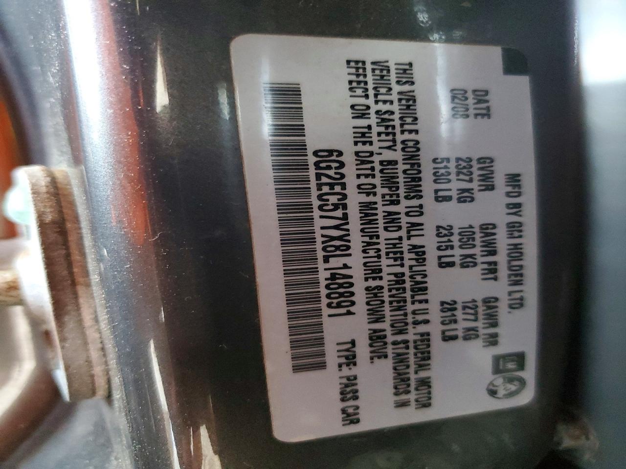 2008 Pontiac G8 Gt Gray vin: 6G2EC57YX8L148891