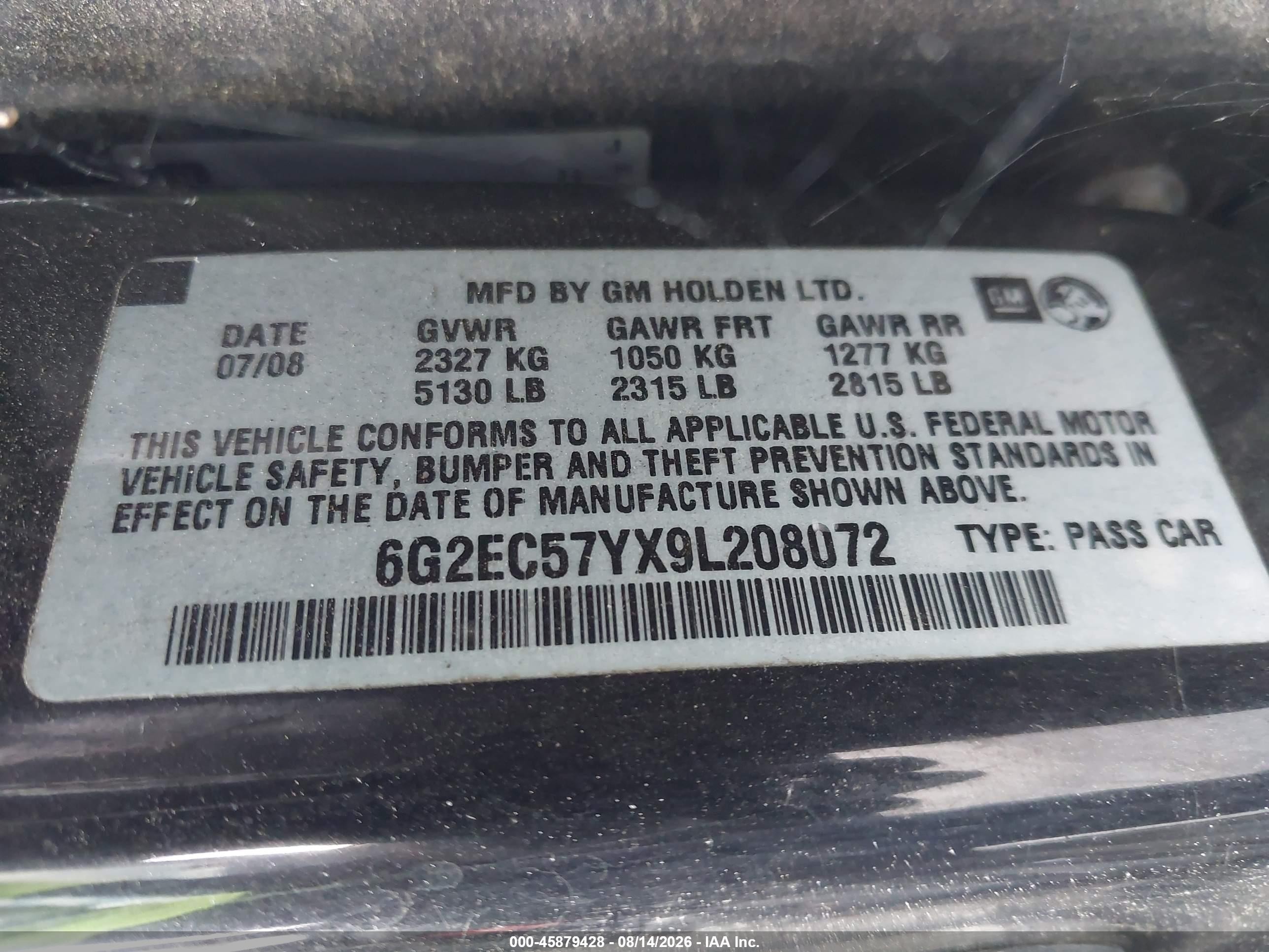 2009 Pontiac G8 Gt Black vin: 6G2EC57YX9L208072