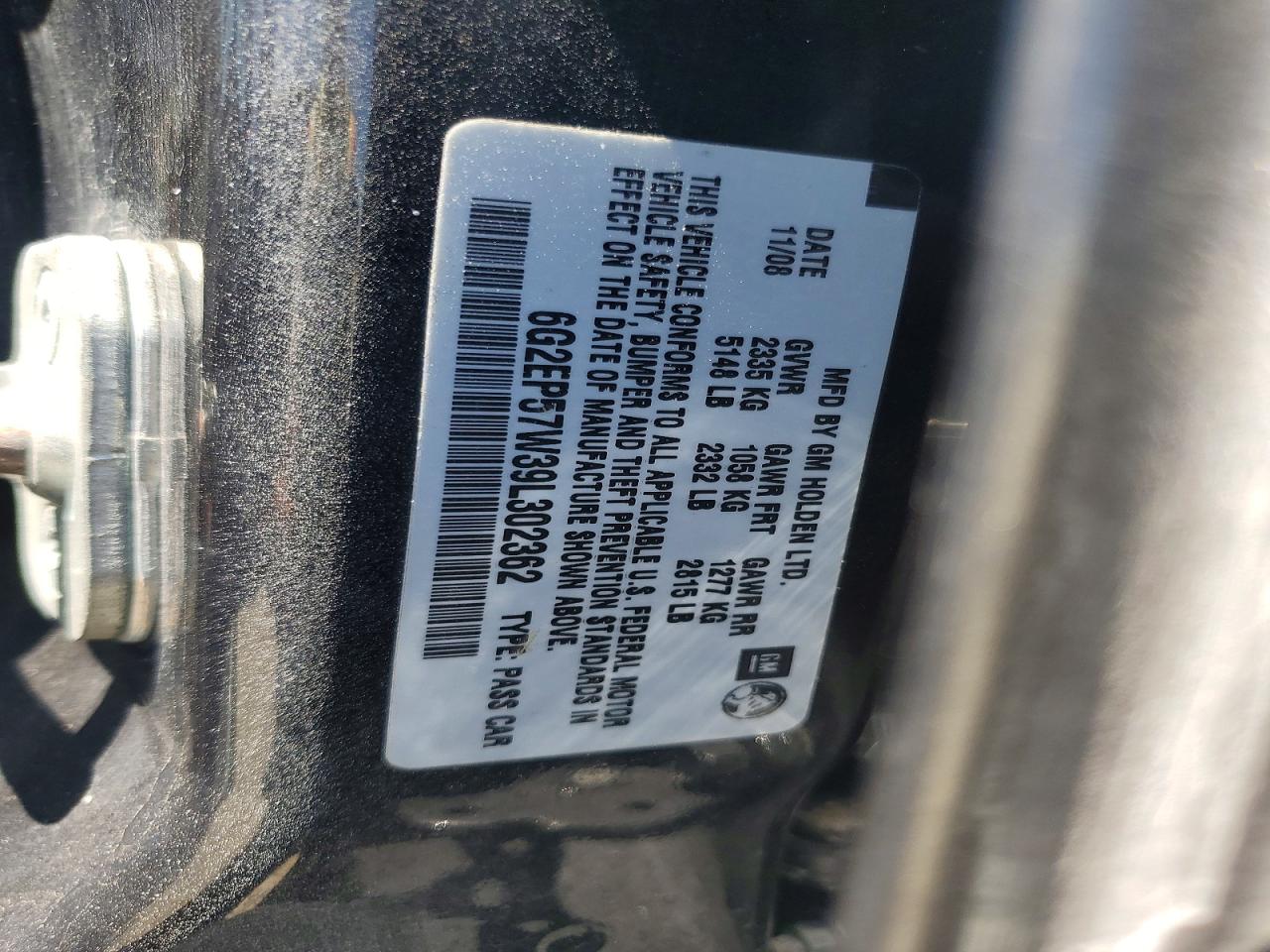 2009 Pontiac G8 Gxp Charcoal vin: 6G2EP57W39L302362