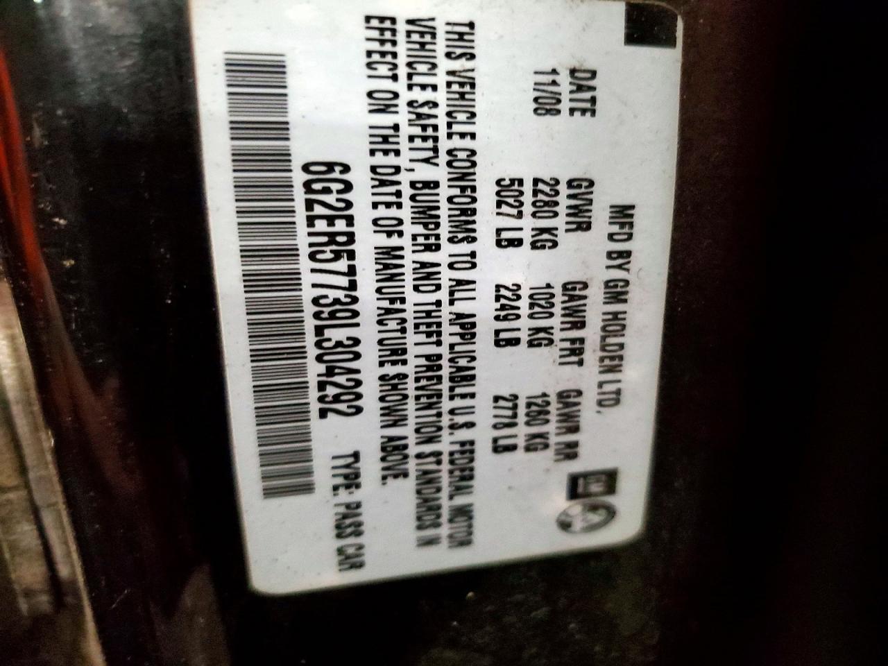 2009 Pontiac G8 Black vin: 6G2ER57739L304292