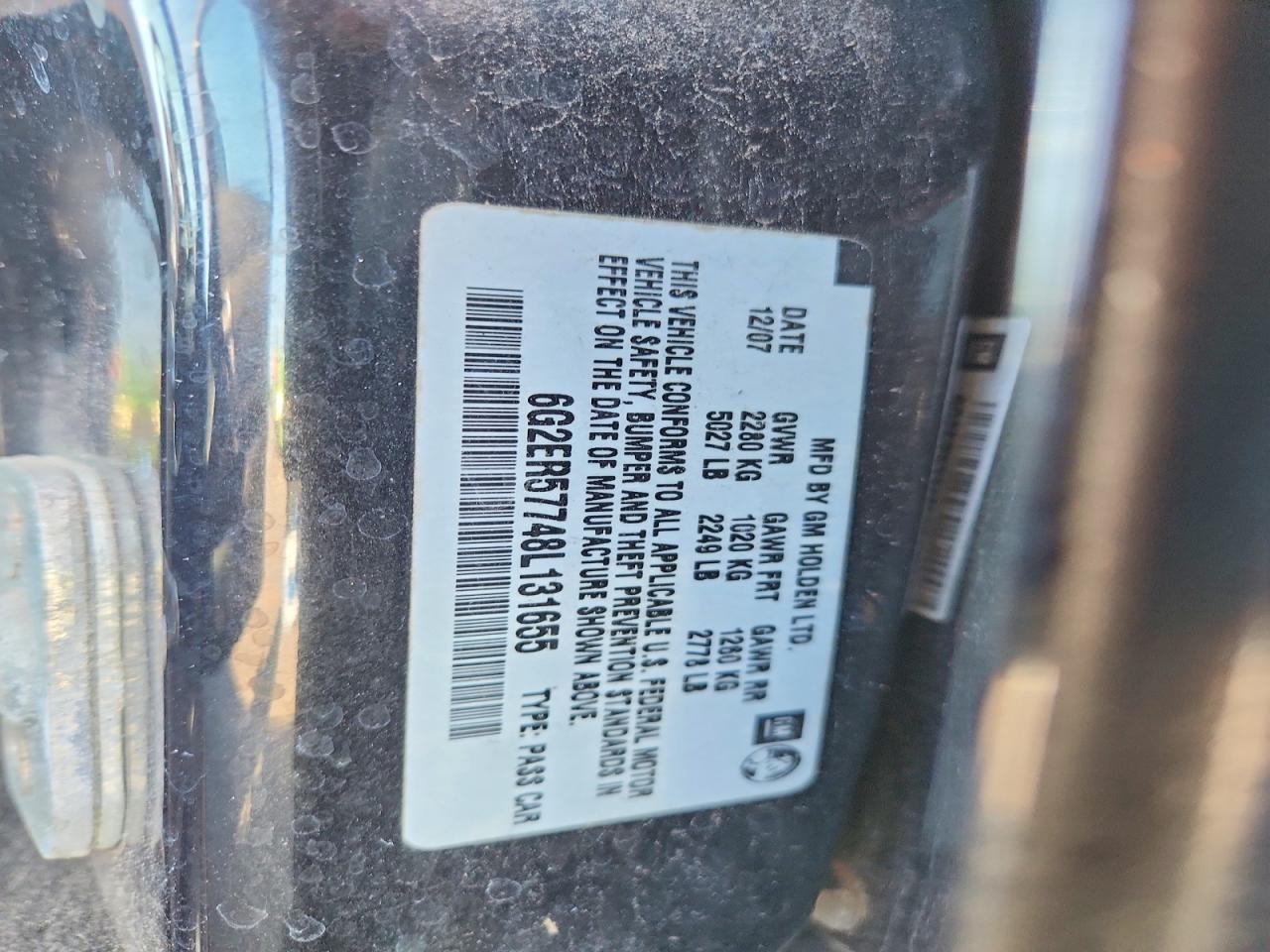 2008 Pontiac G8 Black vin: 6G2ER57748L131655
