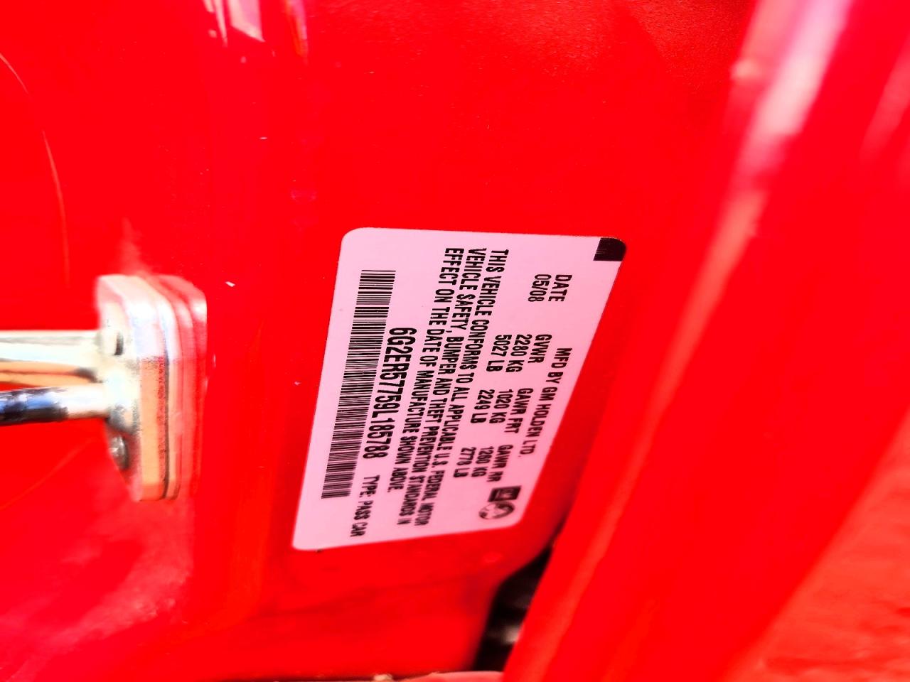 2009 Pontiac G8 Red vin: 6G2ER57759L185788