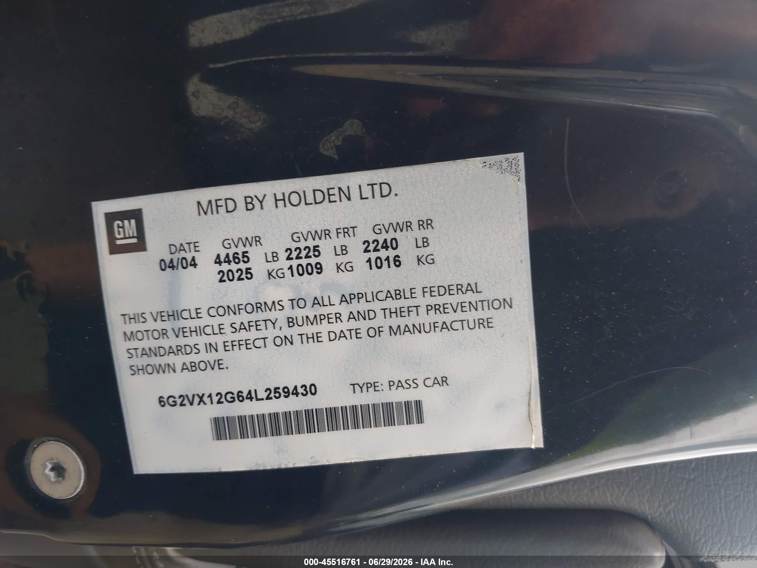 2004 Pontiac Gto   Black vin: 6G2VX12G64L259430