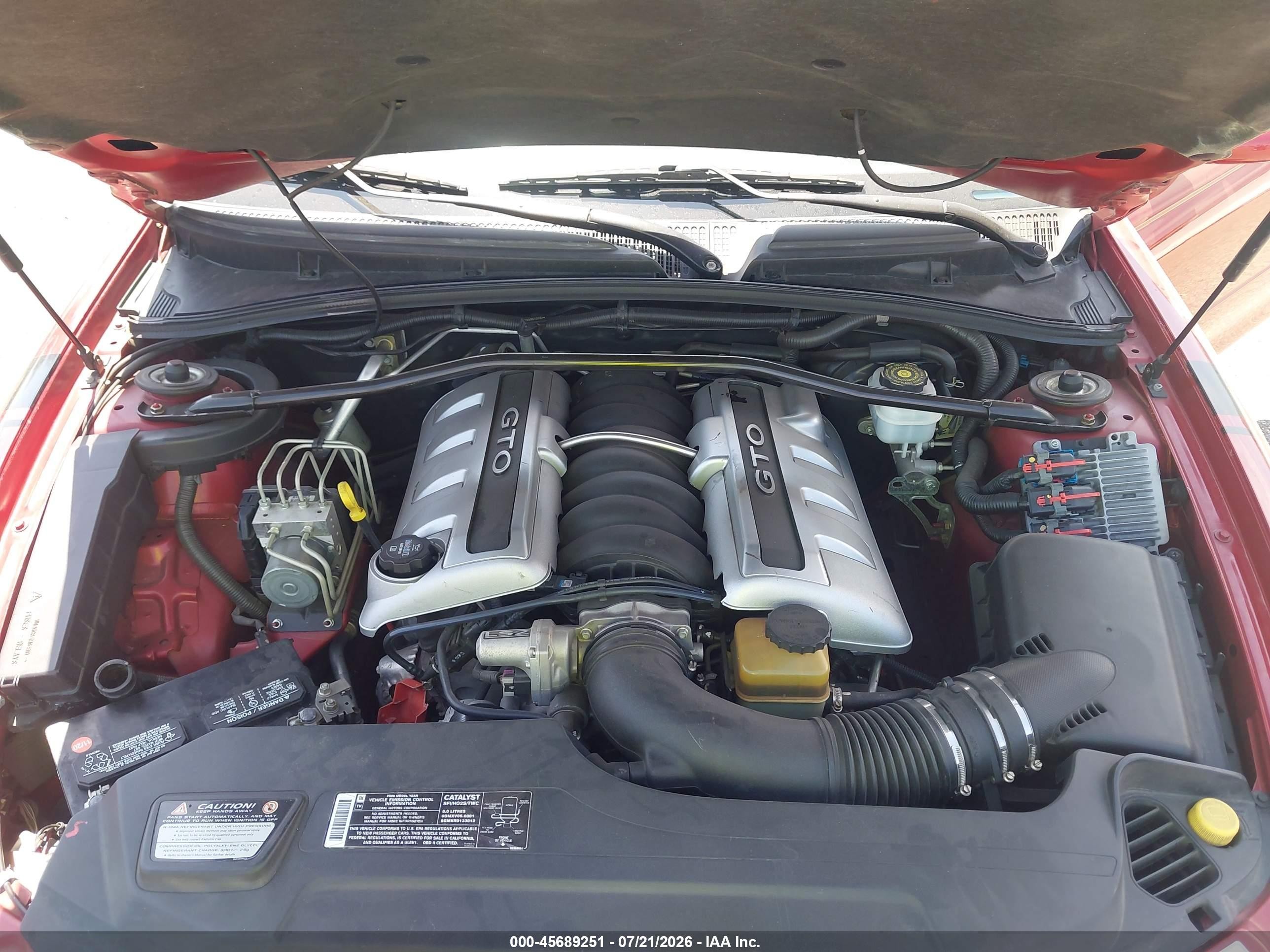 2006 Pontiac Gto   Красный vin: 6G2VX12U16L518639