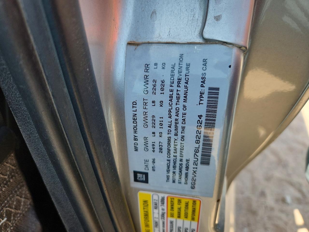 2006 Pontiac Gto Silver vin: 6G2VX12U76L822624