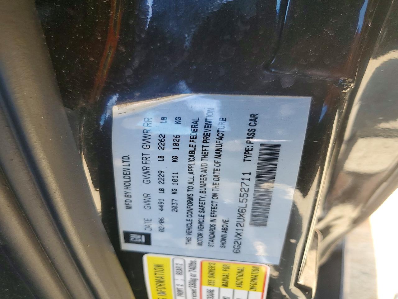 2006 Pontiac Gto Black vin: 6G2VX12UX6L552711