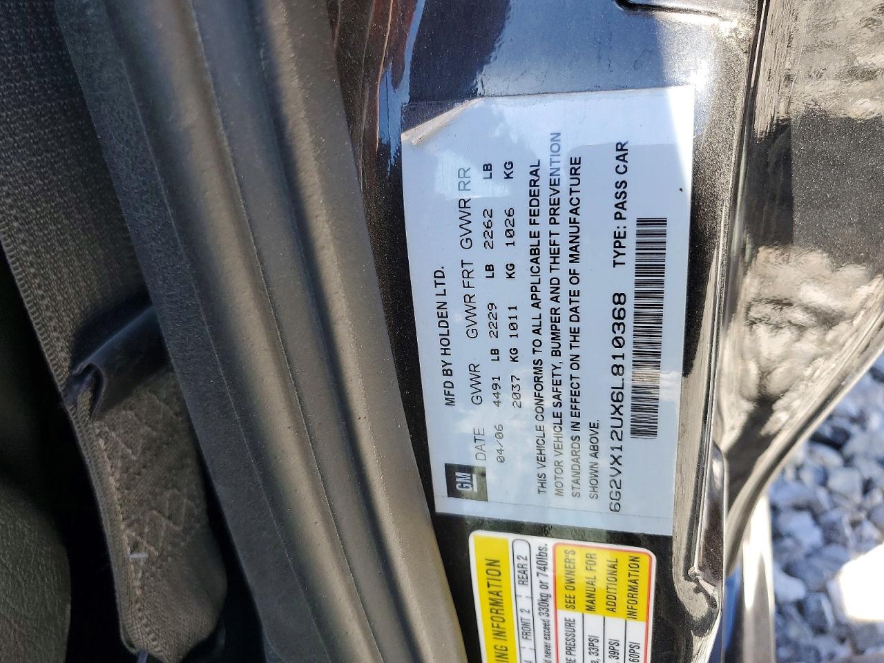 2006 Pontiac Gto Black vin: 6G2VX12UX6L810368