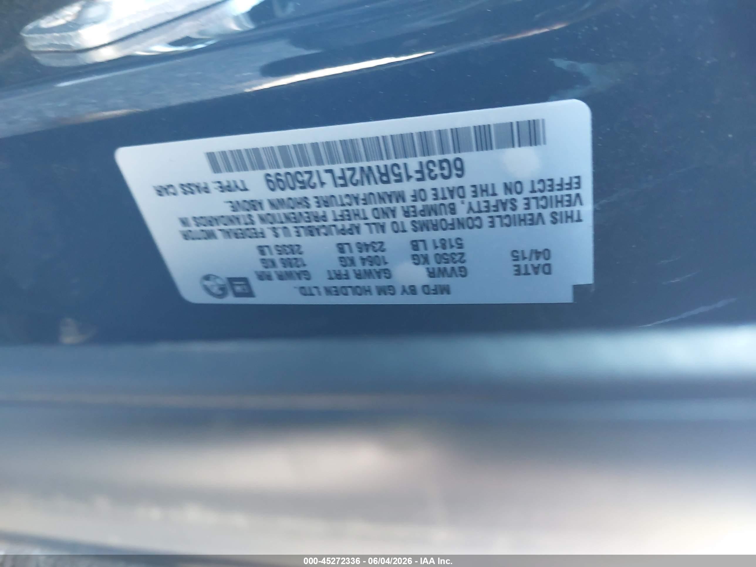 2015 Chevrolet Ss   Black vin: 6G3F15RW2FL125099