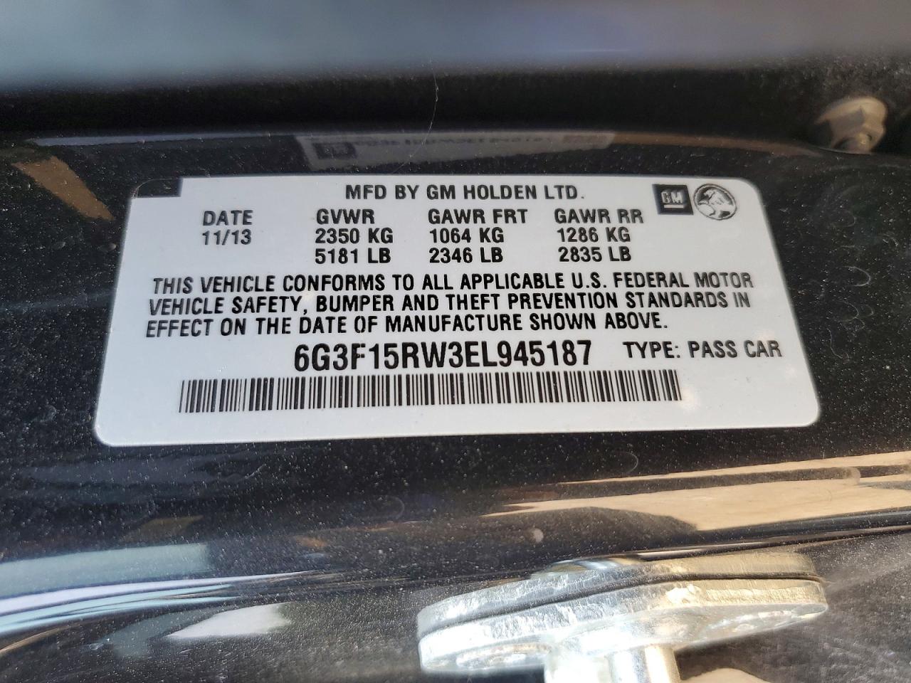 2014 Chevrolet Ss Black vin: 6G3F15RW3EL945187
